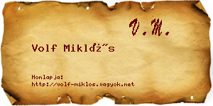 Volf Miklós névjegykártya