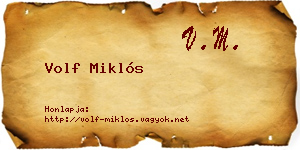 Volf Miklós névjegykártya